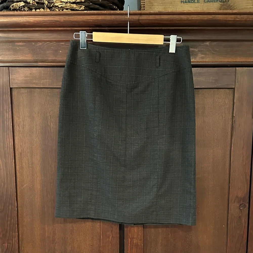 Style & Co. Dark Gray Plaid Midi Pencil Skirt